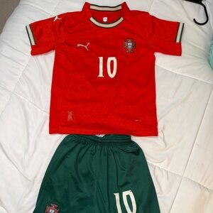 Red and Green Soccer Jersey Set